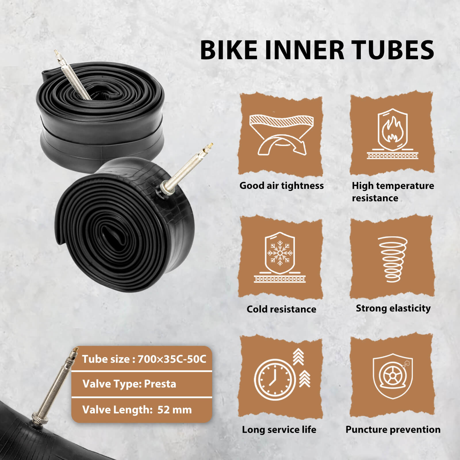 700x35C - 50C Road Bike inner tubes with features and specifications