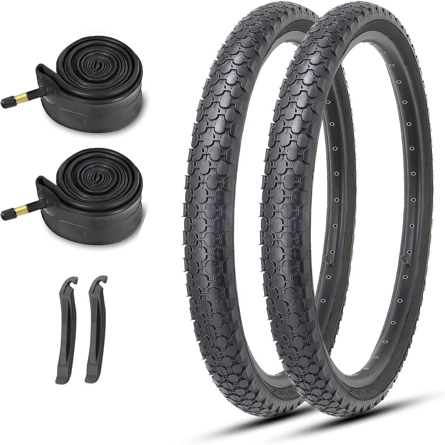 black 26x2.125 Inch Classic Folding Bicycle Tires,and Pair Inner Tubes with Tire Levers for Beach Cruiser City Bikes