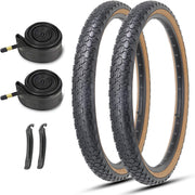 Brown wall 26x2.125 Inch Classic Folding Bicycle Tires,and Pair Inner Tubes with Tire Levers for Beach Cruiser City Bikes
