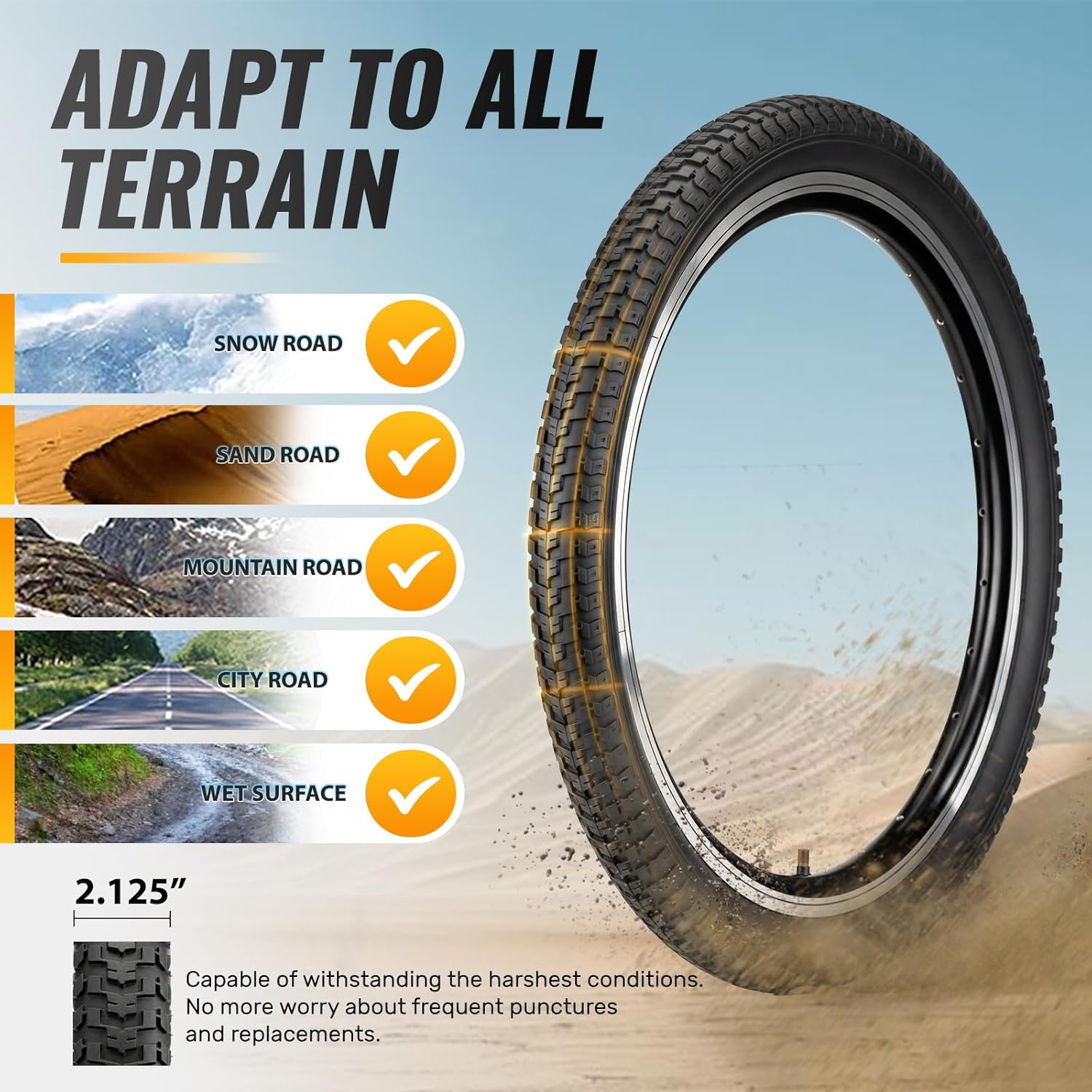 MOHEGIA 2-Pack MTB Bike Tires Set: 16x2.125/ 20x2.125