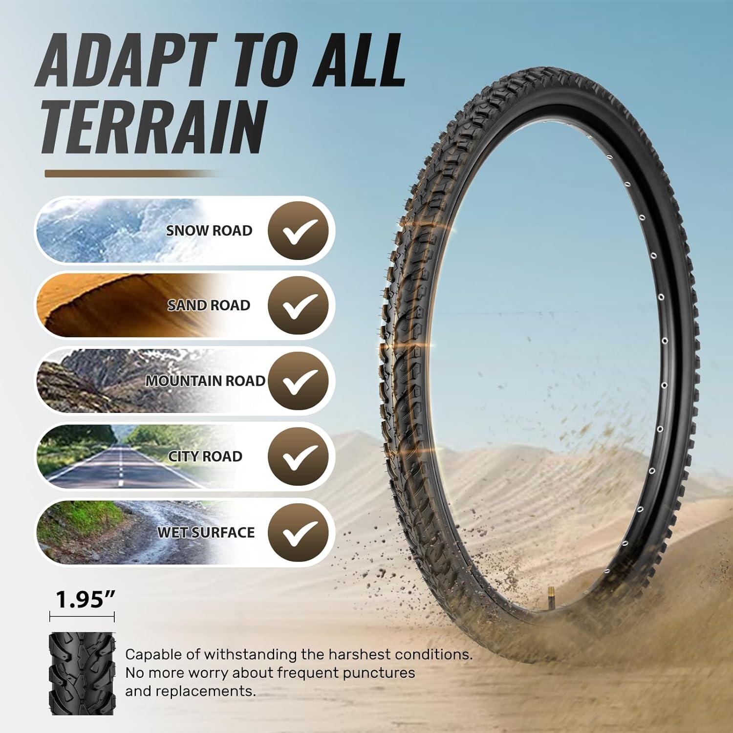 MOHEGIA Mountain Bike Tires Set:  2 Pack 24/26x1.95 Replacement