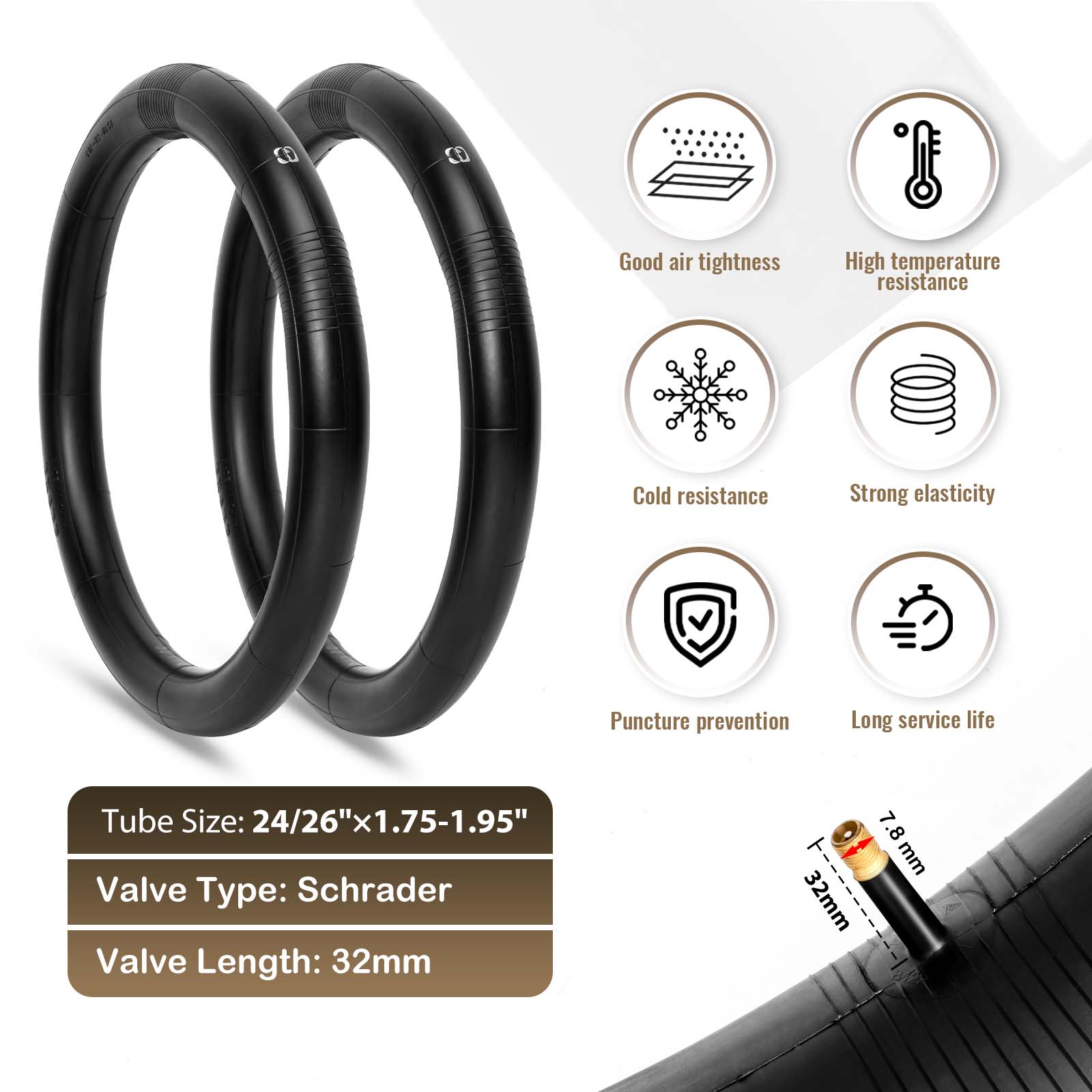 MOHEGIA Mountain Bike Tires Set:  2 Pack 24/26x1.95 Replacement